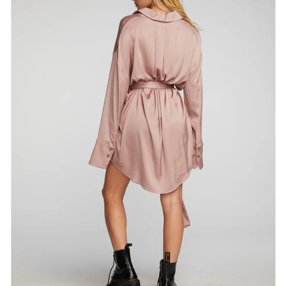 CHASER Silky Woven Shirt Dress SZ. Sm - Picture 3 of 8